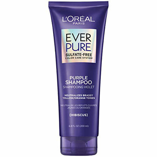 Picture of L'Oreal Paris Hair Care EverPure Sulfate Free Brass Toning Purple Shampoo for Blonde, Bleached, Silver, or Brown Highlighted Hair, 6.8 Fl; Oz (Packaging May Vary)