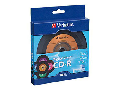 Picture of Verbatim CD-R 80min 52X with Digital Vinyl Surface - 10pk Bulk Box, Blue/Green/Orange/Pink/Purple - 97935