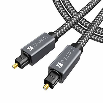 Picture of Digital Optical Audio Cable (10 Feet) - [Flawless Audio, Secure Connection] iVanky Slim Braided Digital Audio Optical Cord/Toslink Cable for Sound Bar, TV, PS4, Xbox, Samsung, Vizio - CL3 Rated, Grey