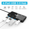 Picture of USB 3.0 Hub Splitter - USB Extender 4 Port USB Ultra Slim Data Hub with Individual Power Switch and LED