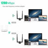 Picture of Techkey Wireless USB WiFi Adapter, 1200Mbps Dual Band 2.42GHz/300Mbps 5.8GHz/867Mbps High Gain Dual 5dBi Antennas Network WiFi USB 3.0 for Desktop Laptop with Windows 10/8/7/XP, Mac OS/10.9-10.15