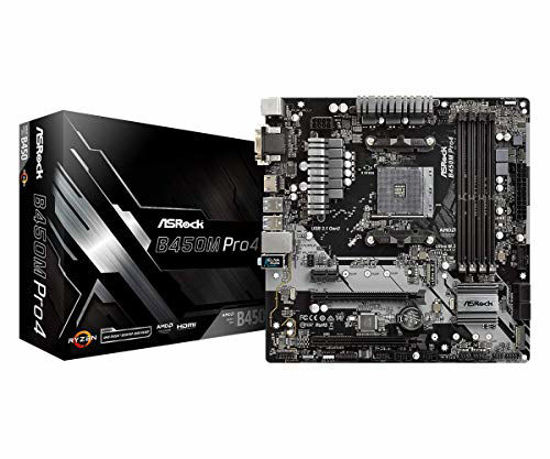 Picture of ASRock B450M PRO4 AM4 AMD Promontory B450 SATA 6Gb/s USB 3.1 HDMI Micro ATX AMD Motherboard