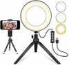 Picture of LED Ring Light 6" with Tripod Stand for YouTube Video and Makeup, Mini LED Camera Light with Cell Phone Holder Desktop LED Lamp with 3 Light Modes & 11 Brightness Level (6")
