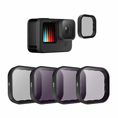 Picture of TELESIN 4-Pack Lens Filter CPL ND8 ND16 ND32 Compatible for GoPro Hero 9 Black, Neutral Density and Polarizing Lens Filter Kit Lens Protector for Go Pro 8 Accessories