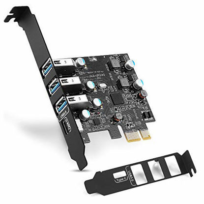 Picture of PCI-E USB C Card 4-Ports(1x USB-C - 3X USB-A) USB 3.0 Expansion Card,Internal Converter for Desktop PC Host Card,Support Windows 10/8/7/XP and MAC OS 10.8.2 Above