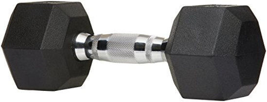 Picture of Amazon Basics Rubber Encased Hex Dumbbell Weight - 11.3 x 4.5 x 4.3 Inches, 15 Pounds, Pack of 1