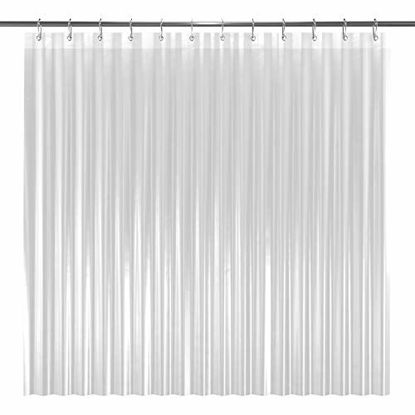 Picture of LiBa PEVA 8G Shower Curtain Liner, 72" W x 72" H, Clear 8G Heavy Duty Waterproof Shower Curtain Liner Anti-Microbial Mildew Resistant