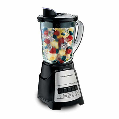 Picture of Hamilton Beach Power Elite Blender with 12 Functions for Puree, Ice Crush, Shakes and Smoothies and 40 Oz BPA Free Glass Jar, Black and Stainless Steel (58148A)
