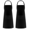 Picture of Syntus 2 Pack Adjustable Bib Apron Waterdrop Resistant with 2 Pockets Cooking Kitchen Aprons for Women Men Chef, Black