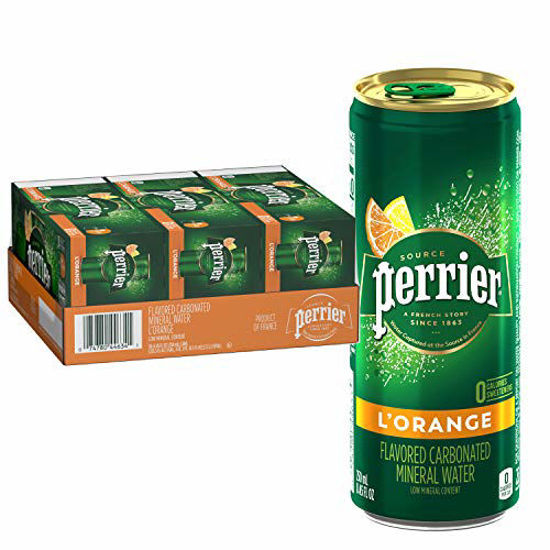 Picture of Perrier L'Orange Flavored Carbonated Mineral Water (Lemon Orange Flavor), Slim Cans, 8.45 Fl Oz (Pack of 30)