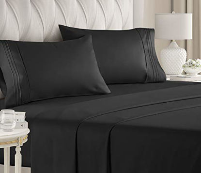 Picture of Queen Size Sheet Set - 4 Piece Set - Hotel Luxury Bed Sheets - Extra Soft - Deep Pockets - Easy Fit - Breathable & Cooling Sheets - Wrinkle Free - Comfy - Black Bed Sheets - Queens Sheets - 4 PC