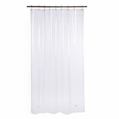 Picture of AmazerBath Plastic Shower Curtain, 48 x 72 Inches EVA 8G Thick Bathroom Shower Curtains with Heavy Duty Clear Stones and 8 Grommet Holes-Clear