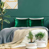 Picture of Bedsure Satin King Size Pillow Cases Set of 2 , Dark Green, 20x40 inches - Pillowcase for Hair and Skin - Satin Pillow Covers with Envelope Closure