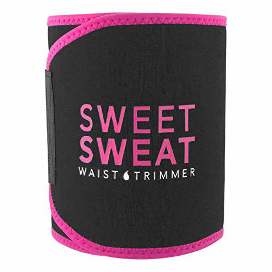 Picture of Sweet Sweat Waist Trimmer for Men & Women Black/Pink (Small) | Premium Waist Trainer Sauna Suit, Includes Sample of Sweet Sweat Gel!