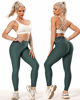 Picture of FITTOO Women's High Waisted Honeycomb Ruched Butt Scrunched Booty Leggings Workout Running Lift Textured Tights Emerald Small