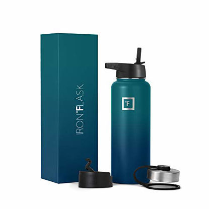 Picture of Iron Flask Sports Water Bottle - 40 Oz, 3 Lids (Straw Lid),Vacuum Insulated Stainless Steel, Modern Double Walled, Simple Thermo Mug, Hydro Metal Canteen