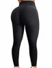 Picture of FITTOO Women's High Waist Yoga Pants Tummy Control Scrunched Booty Leggings Workout Running Butt Lift Textured Tights Peach Butt Black(XL)