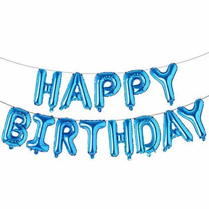 Picture of Happy Birthday Balloons, Aluminum Foil Banner Balloons for Birthday Party Decorations and Supplies (Blue)