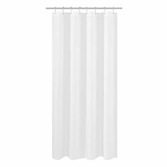 Picture of RV Shower Curtain Liner Fabric 47 x 64 inches, Hotel Quality, Washable, Water Repellent, White Bathroom Curtains with Grommets, 47x64