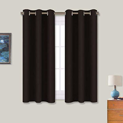 Picture of NICETOWN Room Darkening Draperies Curtains, Energy Smart Thermal Insulated Solid Grommet Curtains/Drapes Window Panels (2 Panels, 34-inch x 54-inch, Toffee Brown)
