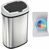 Picture of iTouchless 13 Gallon SensorCan Touchless Trash Can with Odor-Absorbing Filter, Stainless Steel, Oval Shape, 49 Liter Kitchen Bin with Sensor-Activated Lid