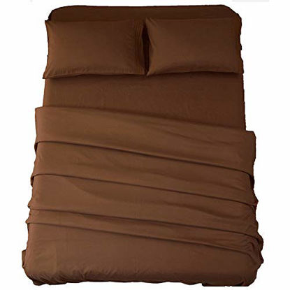 Picture of Sonoro Kate Bed Sheet Set Super Soft Microfiber 1800 Thread Count Luxury Egyptian Sheets 18-Inch Deep Pocket Wrinkle and Hypoallergenic-3 Piece(Twin Brown) 