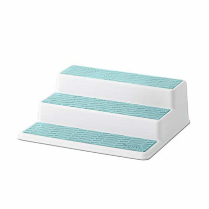 Picture of Copco Non-Skid 3-Tier Spice Pantry Kitchen Cabinet Organizer, 10-Inch, White/Aqua