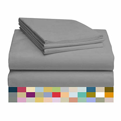 Picture of LuxClub 4 PC Sheet Set Bamboo Sheets Deep Pockets 18" Eco Friendly Wrinkle Free Sheets Machine Washable Hotel Bedding Silky Soft - Silver Twin
