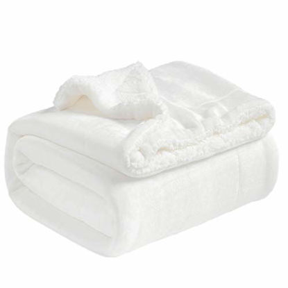 Picture of BEDSURE Sherpa Fleece Blanket Queen Size(Not Electrical) White Plush Throw Blanket Fuzzy Soft Blanket Microfiber