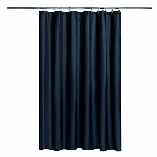 Picture of N&Y HOME Fabric Shower Curtain or Liner with Magnets - Hotel Quality, Machine Washable, Water Repellent - Navy, 72x72