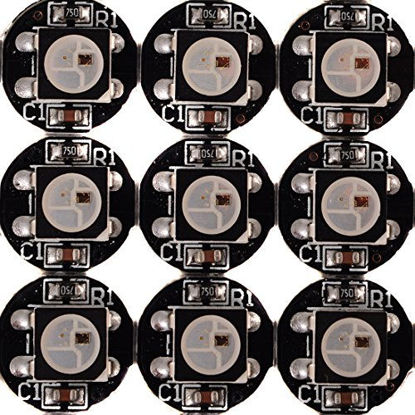 Picture of BTF-LIGHTING WS2812B 100PCS 5050SMD Individually Addressable Smart RGB LED Pixel for Arduino 5V DC Single 1-led LED Module Pixels Color Light little rgb LEDs Lampon Black Heat Sink PCB Board Only DC5V