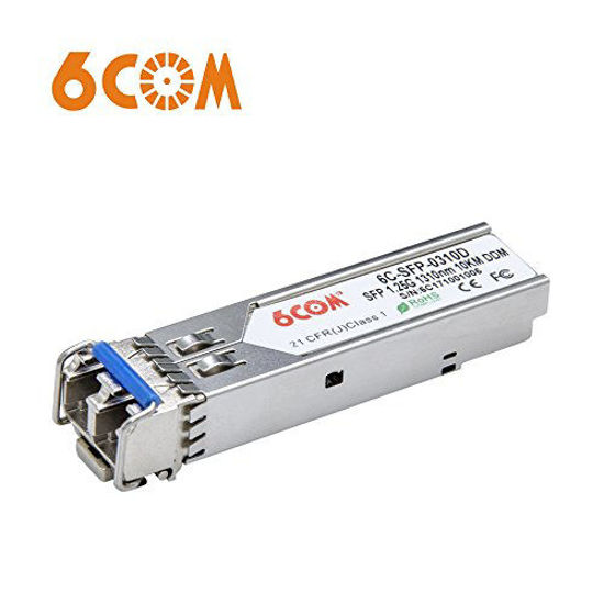 Picture of 6COM Gigabit SFP Transceiver, 1000BASE-LX LC Single-Mode Mini-GBIC Module for Cisco GLC-LH-SMD/GLC-LH-SM/SFP-GE-L (DDM, 1310nm, 10km)