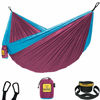 Picture of Wise Owl Outfitters Hammock for Camping Single & Double Hammocks Gear for The Outdoors Backpacking Survival or Travel - Portable Lightweight Parachute Nylon DO Fuchsia Sky Blue