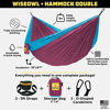 Picture of Wise Owl Outfitters Hammock for Camping Single & Double Hammocks Gear for The Outdoors Backpacking Survival or Travel - Portable Lightweight Parachute Nylon DO Fuchsia Sky Blue