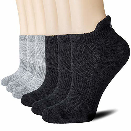 GetUSCart- CelerSport Cushion No Show Tab Athletic Running Socks for Men  and Women (6 Pairs),XL, Black+Grey