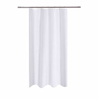 Picture of N&Y HOME Fabric Shower Curtain Liner 40 x 72 inches Bath Stall Size, Hotel Quality, Washable, Water Repellent, White Spa Bathroom Curtains with Grommets, 40x72