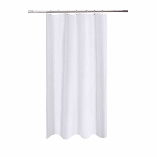 Picture of N&Y HOME Fabric Shower Curtain Liner 40 x 72 inches Bath Stall Size, Hotel Quality, Washable, Water Repellent, White Spa Bathroom Curtains with Grommets, 40x72