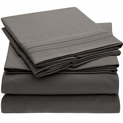 Picture of Mellanni Bed Sheet Set - Brushed Microfiber 1800 Bedding - Wrinkle, Fade, Stain Resistant - 4 Piece (Full, Gray)