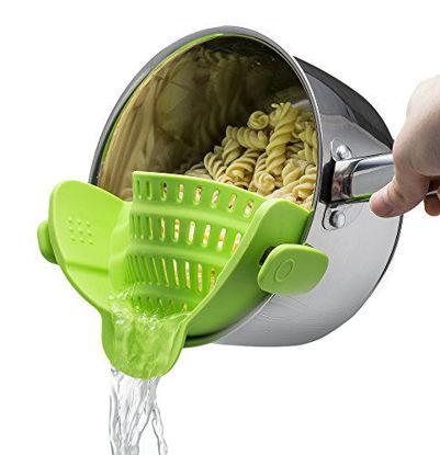 Picture of Kitchen Gizmo Snap N Strain Strainer, Clip On Silicone Colander, Fits all Pots and Bowls - Lime Green
