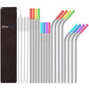 Picture of StrawExpert Set of 16 Reusable Stainless Steel Straws with Travel Case Cleaning Brush Silicone Tips Eco Friendly Extra Long Metal Straws Drinking for 20 24 30 oz Tumbler