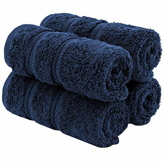 Picture of American Soft Linen Premium Genuine Turkish Cotton, Luxury Hotel Quality for Maximum Softness & Absorbency for Face, Hand, Kitchen & Cleaning (4-Piece Washcloth Set, Navy Blue)