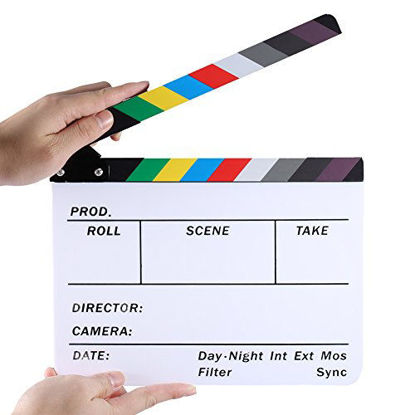 Picture of Neewer Acrylic Plastic 10x8"/25x20cm Director's Film Clapboard Cut Action Scene Clapper Board Slate with Color Sticks