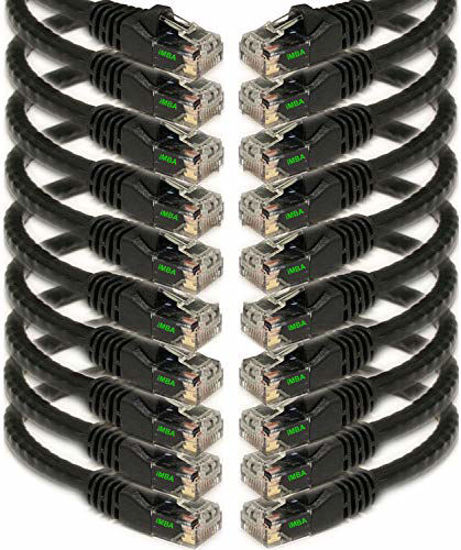 Picture of iMBAPrice 3' Cat5e Network Ethernet Patch Cable, 10 Pack, Black (IMBA-CAT5-03BK-10PK)