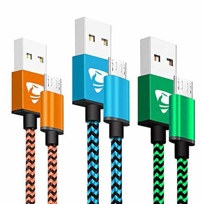 Picture of Micro USB Cable Aioneus Fast Android Charging Cord 6FT 3Pack Charging Cable Braided Charger Cord for Samsung Galaxy S7 Edge S6 S5 S2 J7 J7V J5 J3 J3V J2, LG K40 K20, Moto E4 E5 E6, Tablet, PS4, Xbox