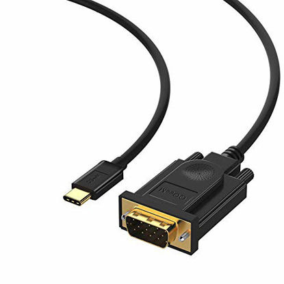 Picture of USB C to VGA Cable Adapter Black 6 Feet/1.8m,QGEEM Type C to VGA Cable Compatible with MacBook Pro,Dell XPS 13/15,Surface Book 2,HP Spectre x360,Lenovo Yoga 910 & More,VGA to USB C