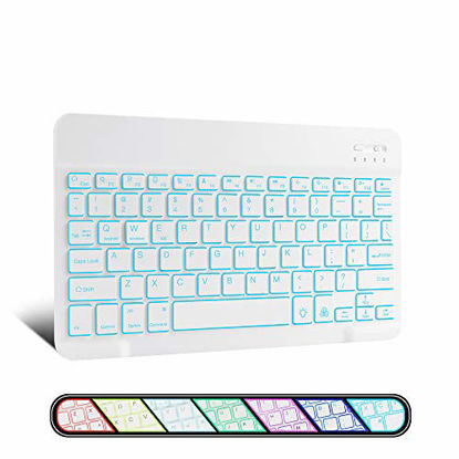 Picture of XIWMIX Ultra-Slim Wireless Bluetooth Keyboard - 7 Colors Backlit Universal Rechargeable Keyboard Compatible with iPad Pro/iPad Air/iPad 9.7/iPad 10.2/iPad Mini and Other iOS Android Windows Devices