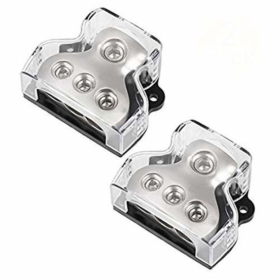 Picture of VonSom 3 Way Power Distribution Block, 1x 0 Gauge in / 3X 4 Gauge Out Amp Power Distribution Ground Distributor Connecting Block for Car Amplifier Audio Splitter 2 Pack