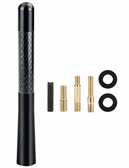 Picture of StickyDeal Universal Car Antenna Mast Carbon Fiber Vehicle Replacement Short Antenna 4.7 inch Compatible with Toyota, Ford, Chevrolet, Honda, Nissan, VW, Audi, Mazda