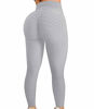 Picture of FITTOO Women's High Waist Yoga Pants Tummy Control Scrunched Booty Leggings Workout Running Butt Lift Textured Tights Peach Butt Grey(M)