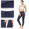 Picture of BALEAF Women's Cotton Sweatpants Leisure Joggers Pants Tapered Active Yoga Lounge Casual Travel Pants with Pockets Navy Heather Size L